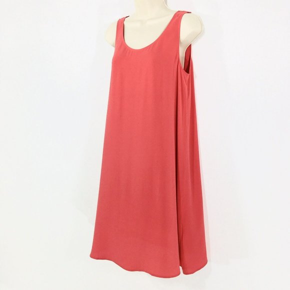 Eileen Fisher Silk Georgette Crepe Dress Sz XS Scoop Neck Watermelon NWT - Picture 4 of 7